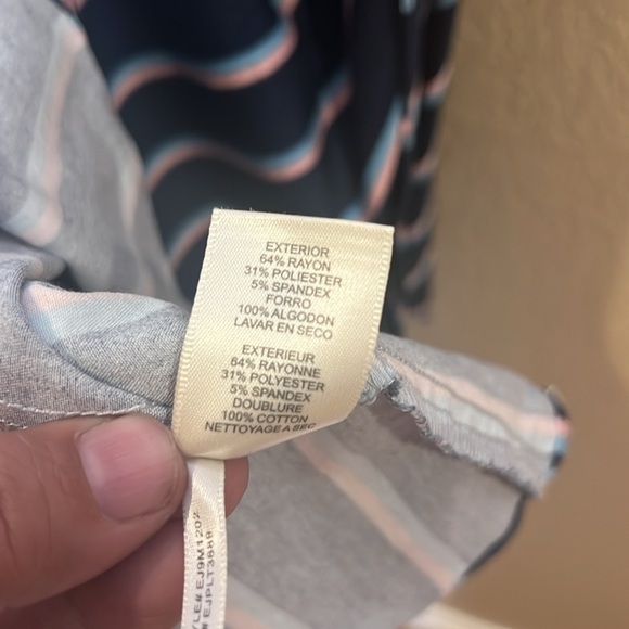 Eliza J Chevron Blue Stripe Fit And Flare Dress with pockets size 8 - Picture 11 of 13